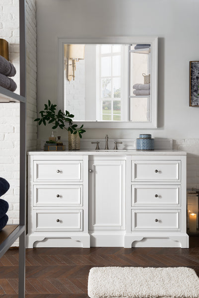 James Martin De Soto 60" Bright White Single Vanity with 3 CM Countertop - Luxe Bathroom Vanities