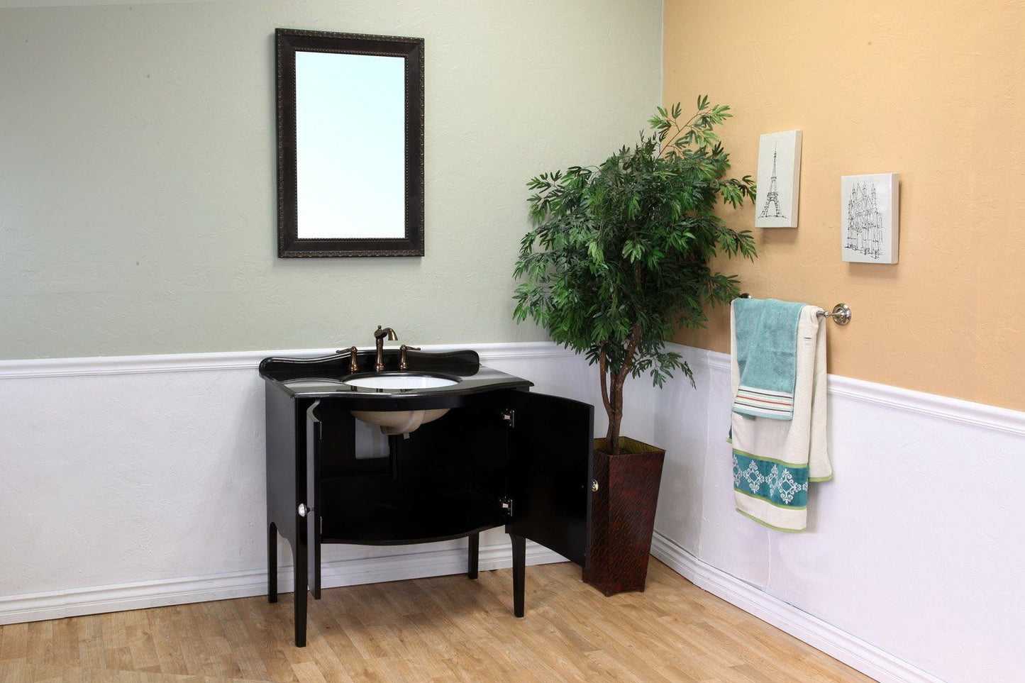 36.6" In Single Sink Vanity Wood Black - Luxe Bathroom Vanities