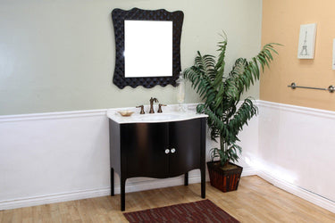 36.6" In Single Sink Vanity Wood BlackWhite Marble - Luxe Bathroom Vanities