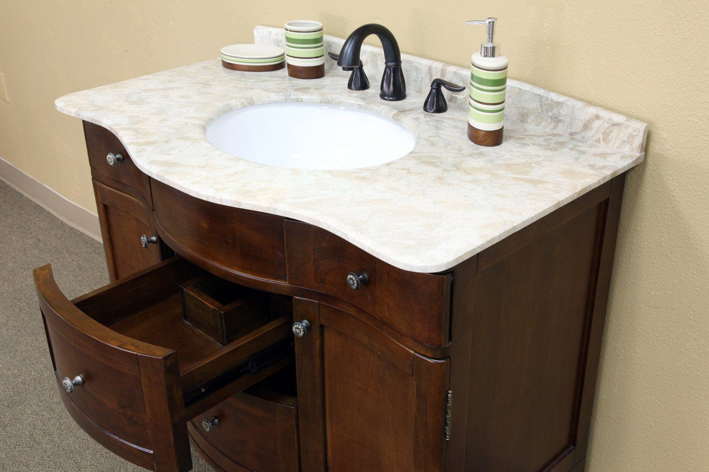 38.2" In Single Sink Vanity Wood Walnut - Luxe Bathroom Vanities