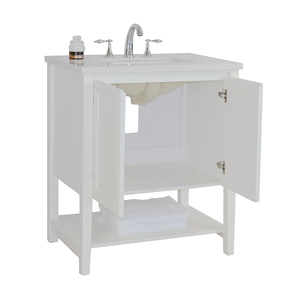 31" In Single Sink Vanity Wood White Quartz - Luxe Bathroom Vanities