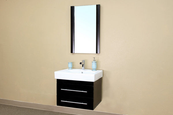 24.25" In Single Wall Mount Style Sink Vanity Wood Black - Luxe Bathroom Vanities