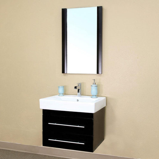 24.25" In Single Wall Mount Style Sink Vanity Wood White - Luxe Bathroom Vanities