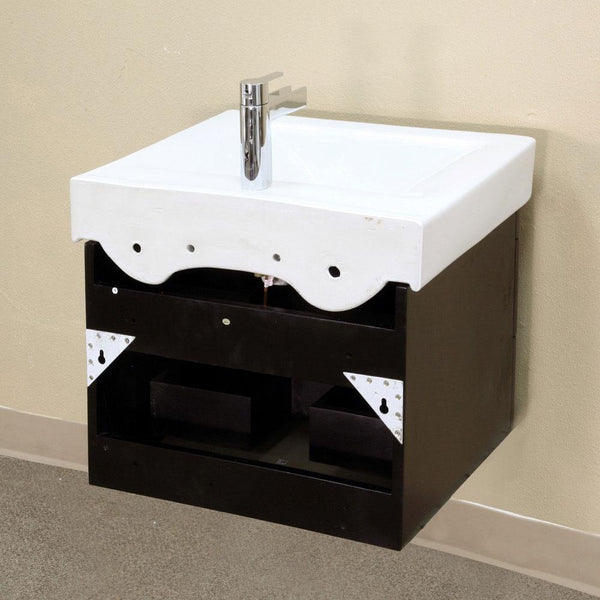 24.25" In Single Wall Mount Style Sink Vanity Wood Dark Gray - Luxe Bathroom Vanities