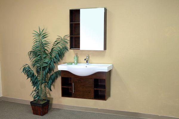 40.5" In Single Wall Mount Style Sink Vanity Wood Walnut - Luxe Bathroom Vanities