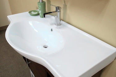40.5" In Single Wall Mount Style Sink Vanity Wood Walnut - Luxe Bathroom Vanities