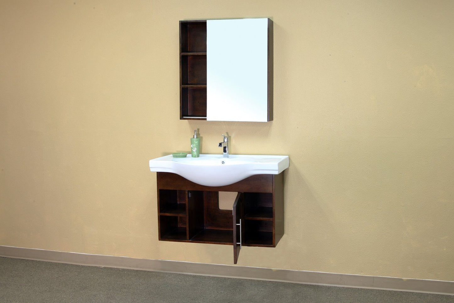 40.5" In Single Wall Mount Style Sink Vanity Wood Walnut - Luxe Bathroom Vanities