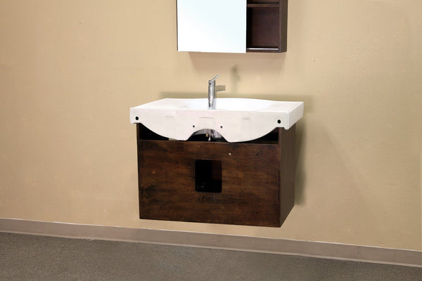 40.5" In Single Wall Mount Style Sink Vanity Wood Walnut - Luxe Bathroom Vanities