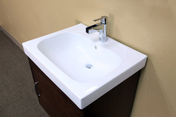 48.8" In Double Wall Mount Style Sink Vanity WoodWalnut - Luxe Bathroom Vanities
