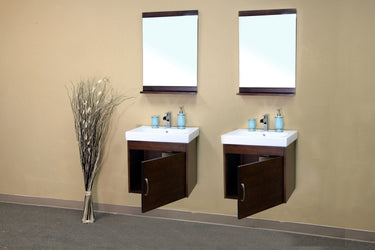 48.8" In Double Wall Mount Style Sink Vanity WoodWalnut - Luxe Bathroom Vanities