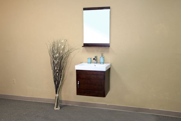 24.4" In Single Wall Mount Style Sink Vanity WoodWalnut - Luxe Bathroom Vanities