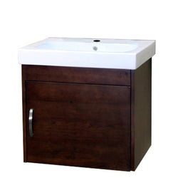 24.4" In Single Wall Mount Style Sink Vanity WoodWalnut - Luxe Bathroom Vanities