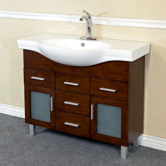 39.8" In Single Sink Vanity Wood Walnut 4 Drawers - Luxe Bathroom Vanities