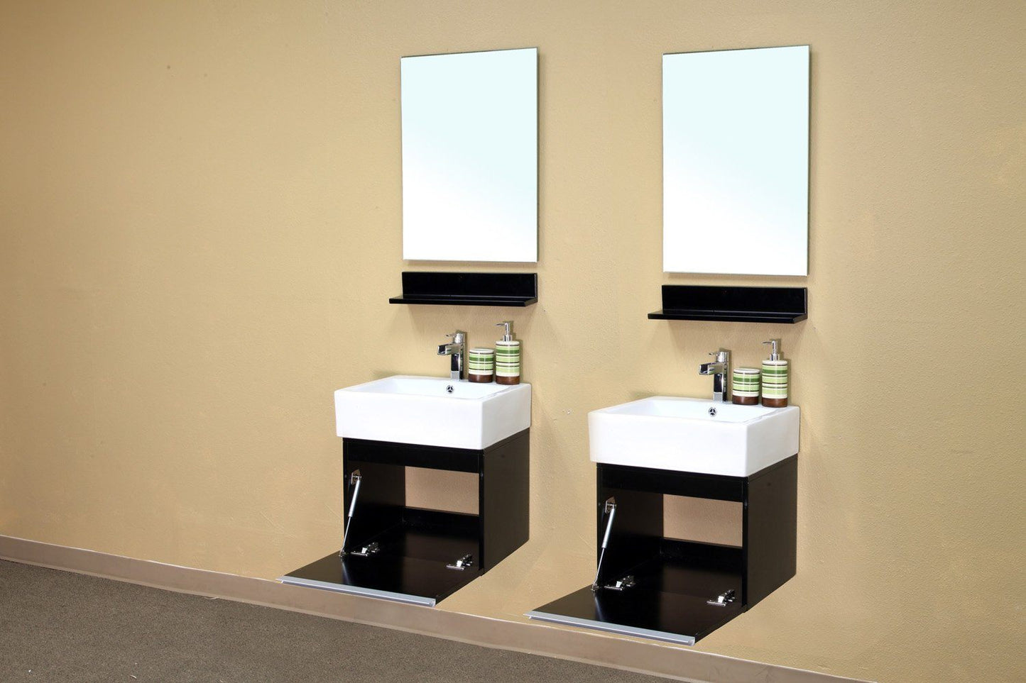 41" In Double Wall Mount Style Sink Vanity Wood Dark Espresso - Luxe Bathroom Vanities