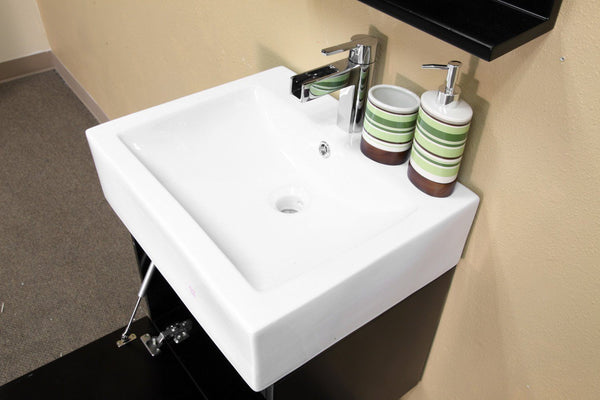 20.5" In Single Wall Mount Style Sink Vanity Wood" In Espresso - Luxe Bathroom Vanities