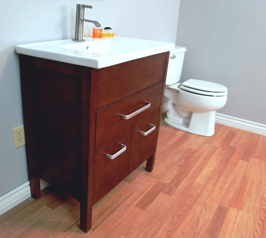 29.9" In Single Sink Vanity Wood Walnut Finish - Luxe Bathroom Vanities