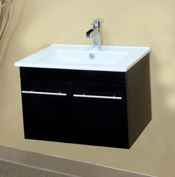 24.4" In Single Wall Mount Style Sink Vanity Wood Black - Luxe Bathroom Vanities