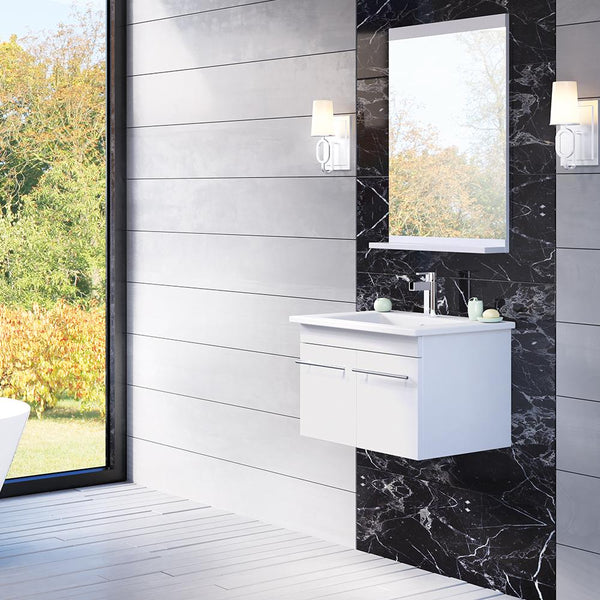 24.4" In Single Wall Mount Style Sink Vanity WoodWhite - Luxe Bathroom Vanities