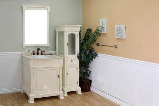 30" In Single Sink Vanity Wood Cream White - Luxe Bathroom Vanities
