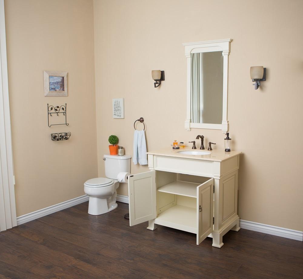 36" In Single Sink Vanity Wood Cream White - Luxe Bathroom Vanities