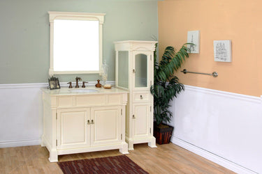 42" In Single Sink Vanity Wood Cream White - Luxe Bathroom Vanities