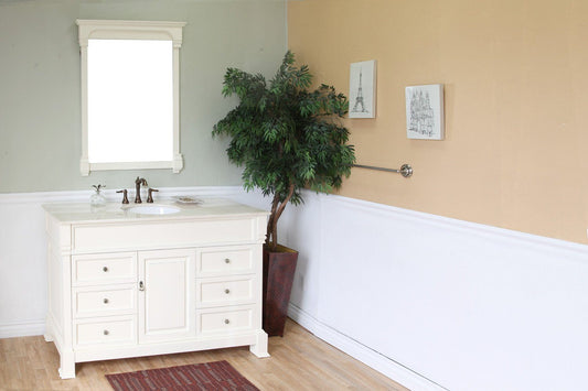 60" In Single Sink Vanity Wood Cream White - Luxe Bathroom Vanities