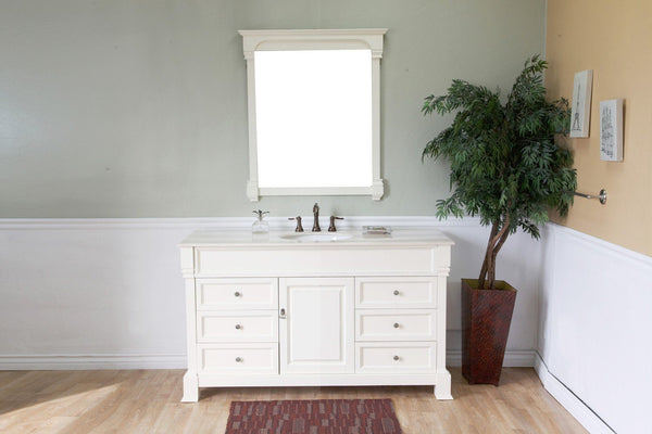 60" In Single Sink Vanity Wood Cream White - Luxe Bathroom Vanities