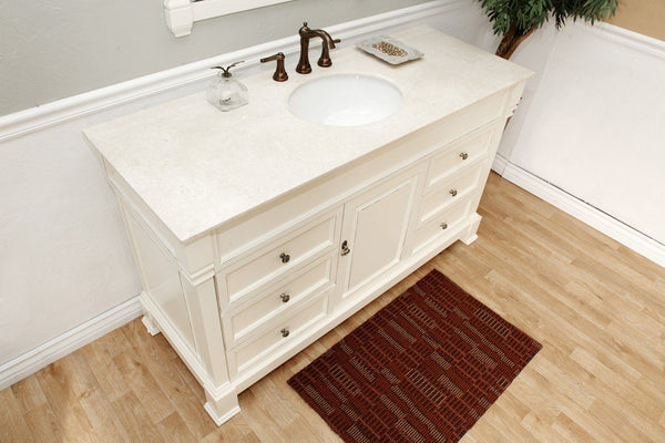 60" In Single Sink Vanity Wood Cream White - Luxe Bathroom Vanities