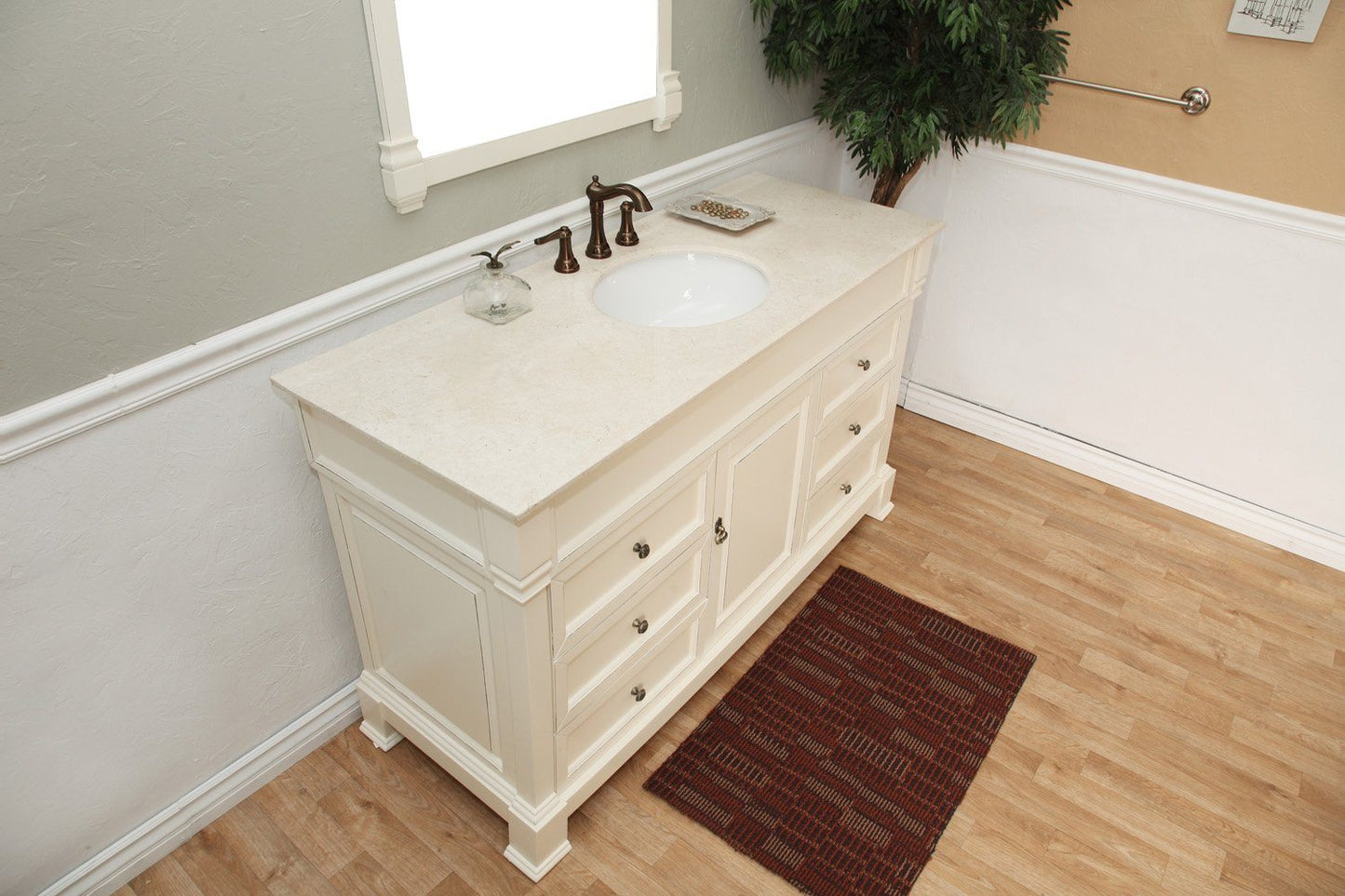 60" In Single Sink Vanity Wood Cream White - Luxe Bathroom Vanities