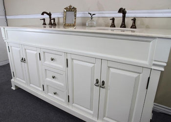 72" In Double Sink Vanity Wood Cream White - Luxe Bathroom Vanities