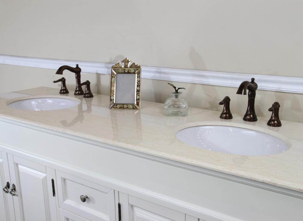 72" In Double Sink Vanity Wood Cream White - Luxe Bathroom Vanities