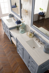 James Martin Copper Cove Encore 122" Double Vanity Set with Makeup Table and 3 CM Countertop - Luxe Bathroom Vanities