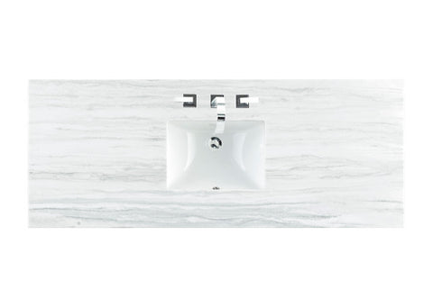 James Martin 60" Single Top, 3 CM Arctic Fall Solid Surface w/ Sink - Luxe Bathroom Vanities Luxury Bathroom Fixtures Bathroom Furniture