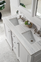 James Martin De Soto 60" Bright White Double Vanity with 3 CM Countertop - Luxe Bathroom Vanities