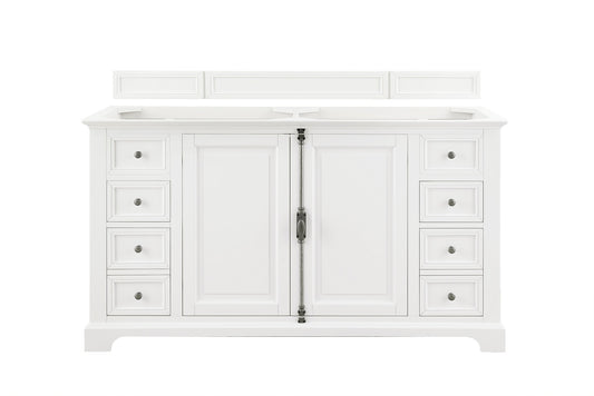 James Martin Providence 60" Bright White Single Vanity (Cabinet Only) - Luxe Bathroom Vanities