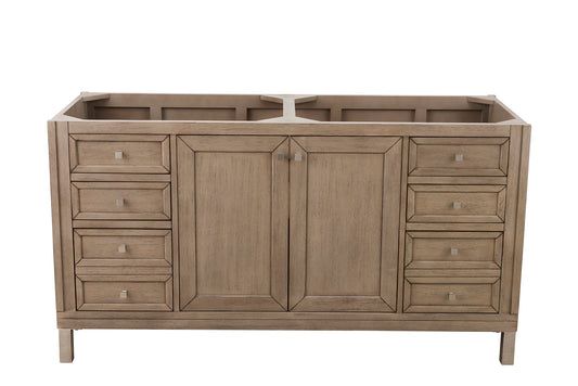 James Martin Chicago 60" Whitewashed Walnut Double Vanity (Cabinet Only) - Luxe Bathroom Vanities