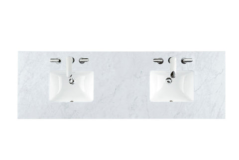 James Martin 72" Double 3 CM Top, Carrara White w/ Sink - Luxe Bathroom Vanities Luxury Bathroom Fixtures Bathroom Furniture