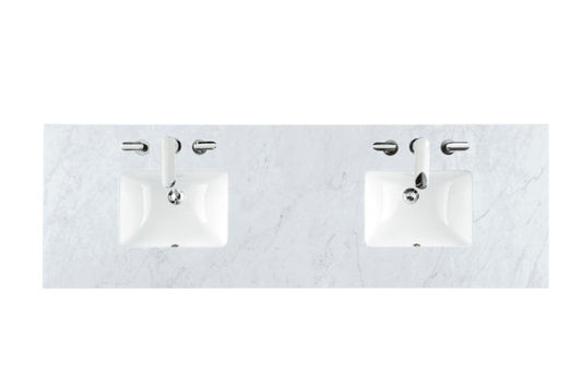 James Martin 72" Double 3 CM Top, Carrara White w/ Sink - Luxe Bathroom Vanities Luxury Bathroom Fixtures Bathroom Furniture