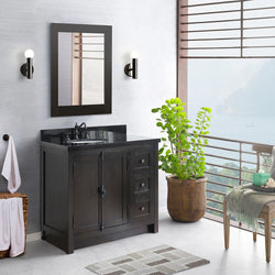 Bellaterra Home 37" Single vanity in Brown Ash finish with Black galaxy top and oval sink - Left doors/Left sink - Luxe Bathroom Vanities