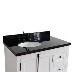 Bellaterra Home 37" Single vanity in Brown Ash finish with Black galaxy top and oval sink - Left doors/Left sink - Luxe Bathroom Vanities