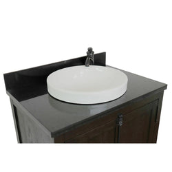 31" Single Vanity In Brown Ash Top With Black Galaxy And Round Sink - Luxe Bathroom Vanities