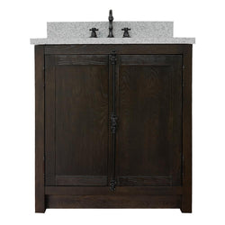 31" Single Vanity In Brown Ash Top With Gray Granite And Oval Sink - Luxe Bathroom Vanities