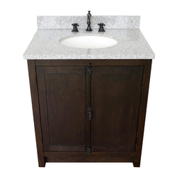 31" Single Vanity In Brown Ash Top With Gray Granite And Oval Sink - Luxe Bathroom Vanities