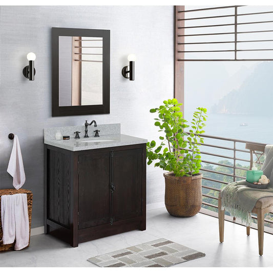 31" Single Vanity In Brown Ash Top With Gray Granite And Oval Sink - Luxe Bathroom Vanities