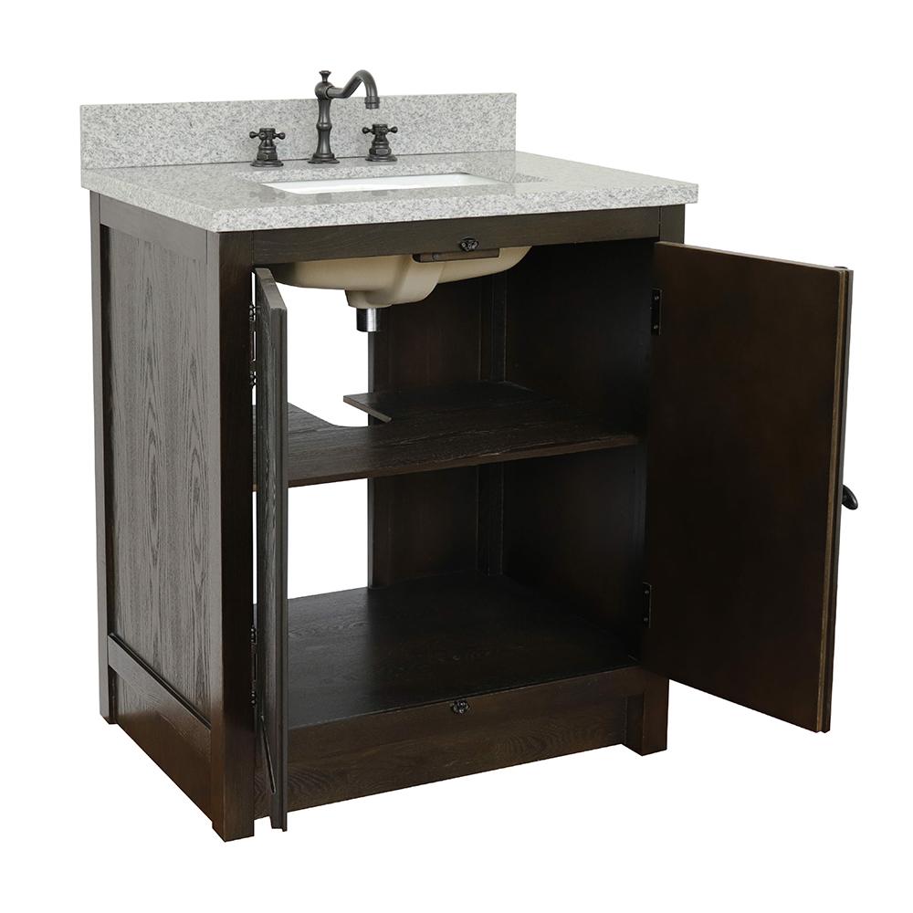 31" Single Vanity In Brown Ash Top With Gray Granite And Rectangle Sink - Luxe Bathroom Vanities