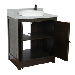 31" Single Vanity In Brown Ash Top With Gray Granite And Round Sink - Luxe Bathroom Vanities