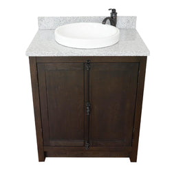 31" Single Vanity In Brown Ash Top With Gray Granite And Round Sink - Luxe Bathroom Vanities
