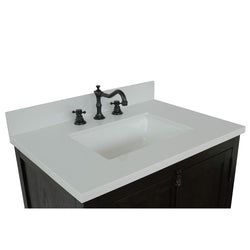 31" Single Vanity In Brown Ash Top With White Quartz And Rectangle Sink - Luxe Bathroom Vanities