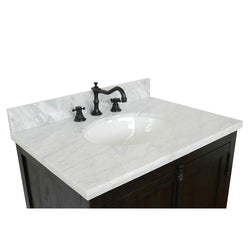 31" Single Vanity In Glacier Ash Finish Top With White Carrara And Oval Sink - Luxe Bathroom Vanities