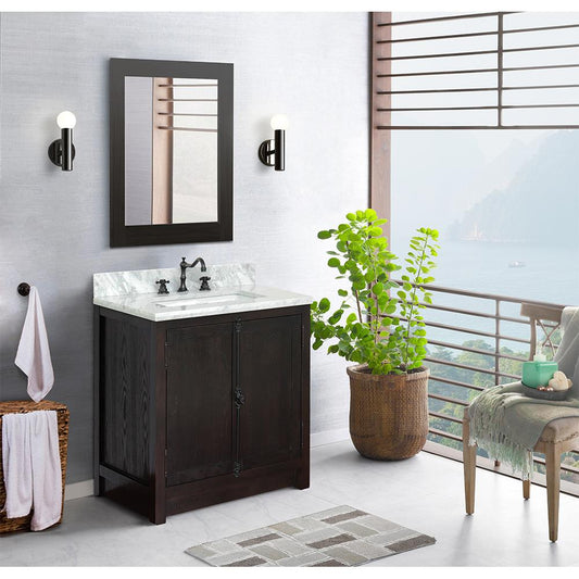 31" Single Vanity In Brown Ash Top With White Carrara And Rectangle Sink - Luxe Bathroom Vanities